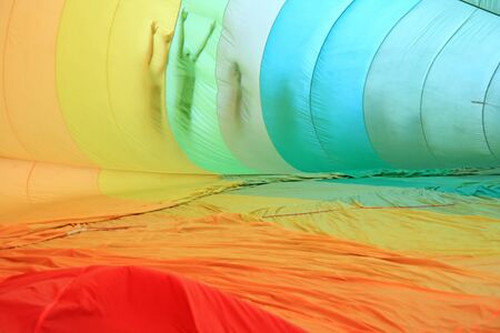 View inside a hot air balloon の写真素材