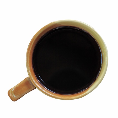 Top view of an isolated cup of coffee with clipping path の写真素材