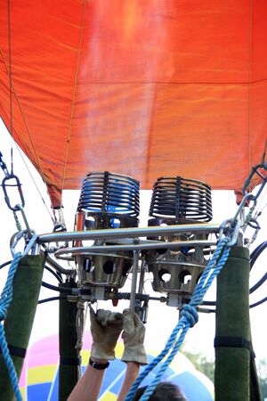 Hand on Hot Air Balloon burnersの写真素材