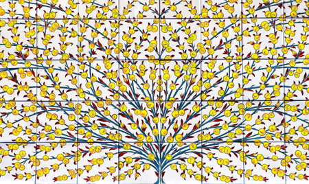Flower on tiled texture backgroundの写真素材