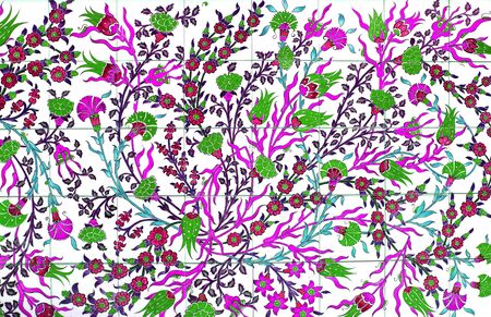 Flower on tiled texture backgroundの写真素材