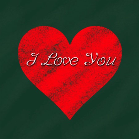 I love you in heart sign on blackboardの写真素材