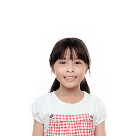 Asian girl portrait on white backgroundの写真素材