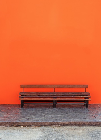 Vintage Bench Against blank Wall の写真素材