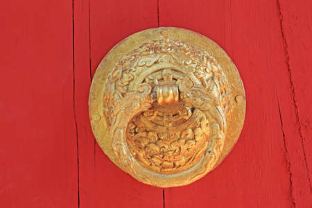old golden door handle knockerの写真素材