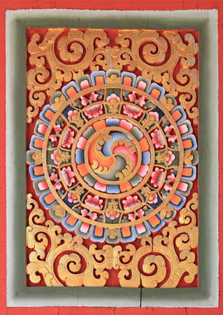 Wood carving bhutan cultureの写真素材