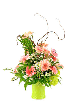 Vase of flowers on white backgroundの写真素材