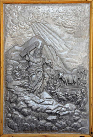 Christ silver carve art, The 10 Commandmentsの写真素材