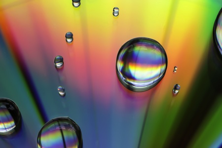 Macro of water drops on multicolor backgroundの写真素材