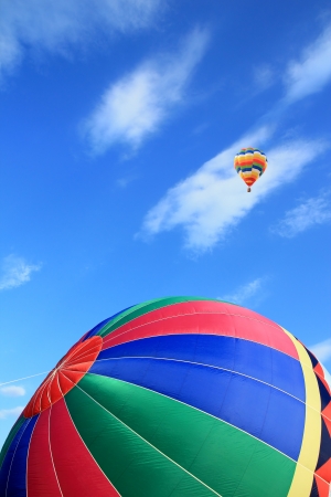 Colorful hot air balloon with beautiful skyの写真素材