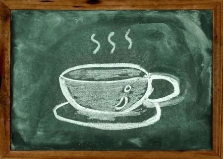 Chalk drawing of coffee cup on the blackboardの写真素材