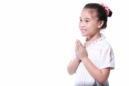 littile girl dressing with thai traditional styleの写真素材