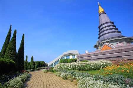 Landscape of pagoda Inthanon mountain,Chiang mai Thailand.の写真素材