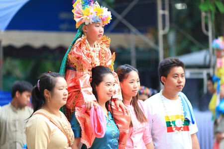 CHIANGMAI, THAILAND-MARCH 30:Poi Sang Long festival, Traditional annual ceremony of unidentified boys to become novice monk on March 30,2014 in Chiangmai, Thailand.のeditorial素材