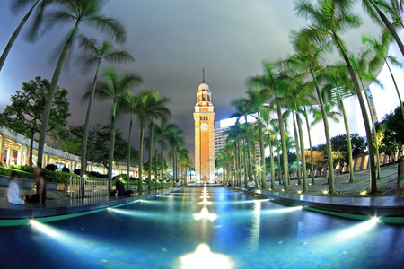 Hong kong clock tower at nightのeditorial素材