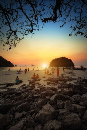 Sunset beach at krabi Thailandの写真素材