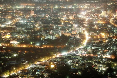 Chiang Mai city at nigh, Thailandの写真素材