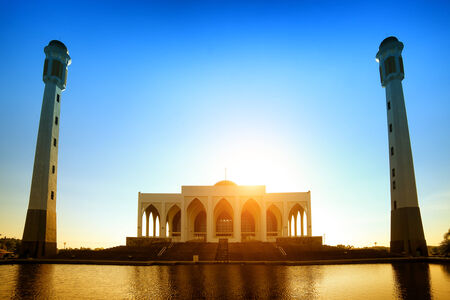 Songkhla Mosque at sunset in Thailand