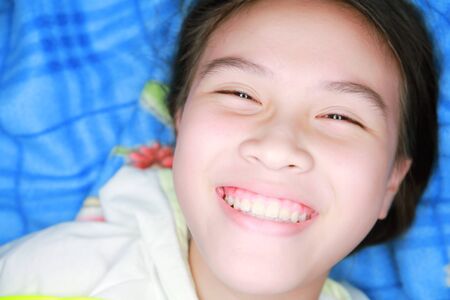 close up portrait of a beautiful girlの写真素材