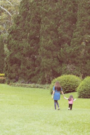 happy mother and daughter blur effectの写真素材