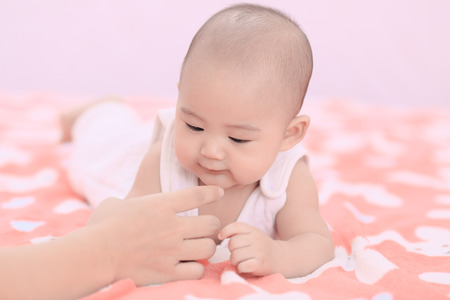 cute happy smiling asian baby boyの写真素材