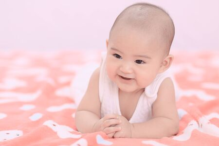 cute happy smiling asian baby boyの写真素材