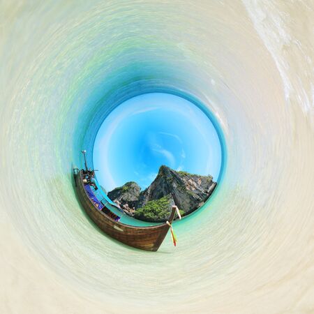 Traditional thai longtail boat at famous long beach thailandの写真素材