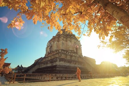 Wat Chedi Luang, Chiang mai Thailandの写真素材