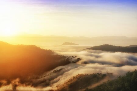 clouds with mountain and treeの写真素材