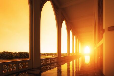 Songkhla Mosque at sunset in Thailandの写真素材