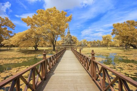 Sukhothai historical park at autumnの写真素材