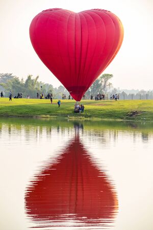 CHIANG RAI, THAILAND - FEBRUARY 17 : Colorful Hot Air Balloon at SINGHA PARK CHIANG RAI BALLOON FESTIVAL 2017 , Chiang rai, Thailand.のeditorial素材