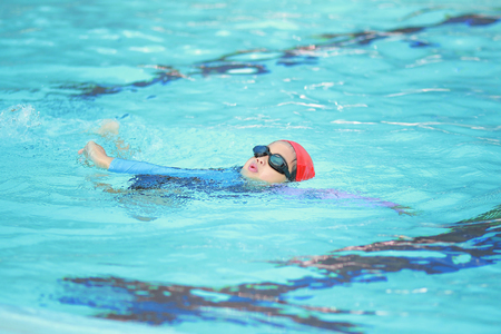 Children boy in swimming poolの写真素材