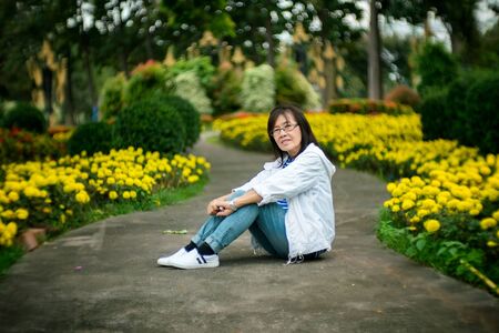 Smiling asian Middle-aged womanの写真素材