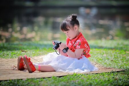Little girl in traditional chinese new yearの写真素材