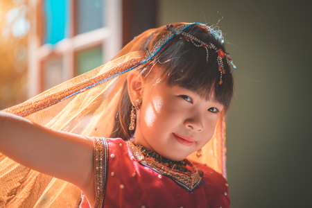 Portrait of beautiful young indian girlの写真素材