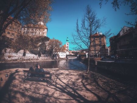 Czech Republic - APRIL 16,2019. Lovers at State Castle and Chateau ÄeskÃ½ Krumlov Czech Republic.のeditorial素材