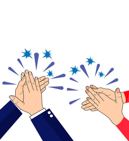 drawing of businessman hands ,businesswoman hands  clappingの写真素材