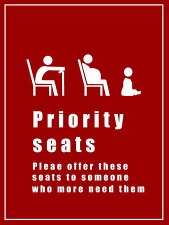 Priority seating for customers, pregnant , seniors,  child  and who more need.の写真素材