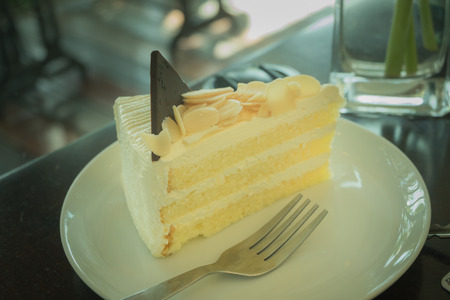White butter cake close-up shotの写真素材