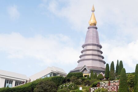 Pagoda at Doi Inthanon, Chiangmai, Thailandの写真素材