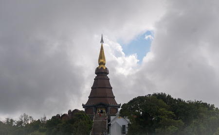 Pagoda at Doi Inthanon, Chiangmai, Thailandの写真素材