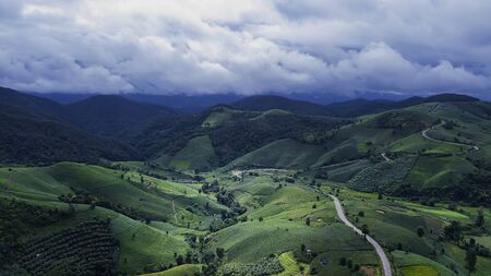 Aerial view  Corn growing area Of Mae Chaem district in the forest area Chiang Mai Province, Thailandの写真素材