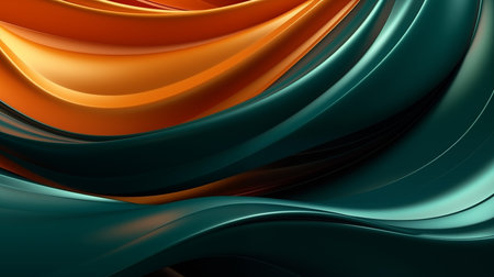 abstract background with smooth lines in green and orange colorsの素材