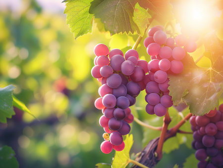 Ripe grapes in vineyard ready for harvest.の素材