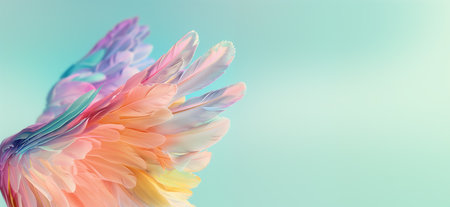 Aesthetic angel wings with a pastel color spectrum.の素材