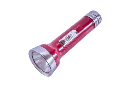plastic torch flashlight isolated on white back groundの写真素材
