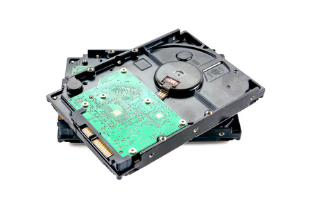 Two of Hard disk drive HDD isolated on white background
