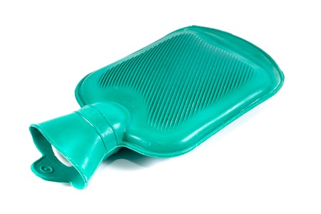 Green silicone hot water bottle on white background,Hot water bagの写真素材