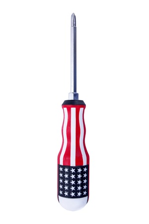 Screwdriver with american flag pattern isolated on white backgroundの写真素材